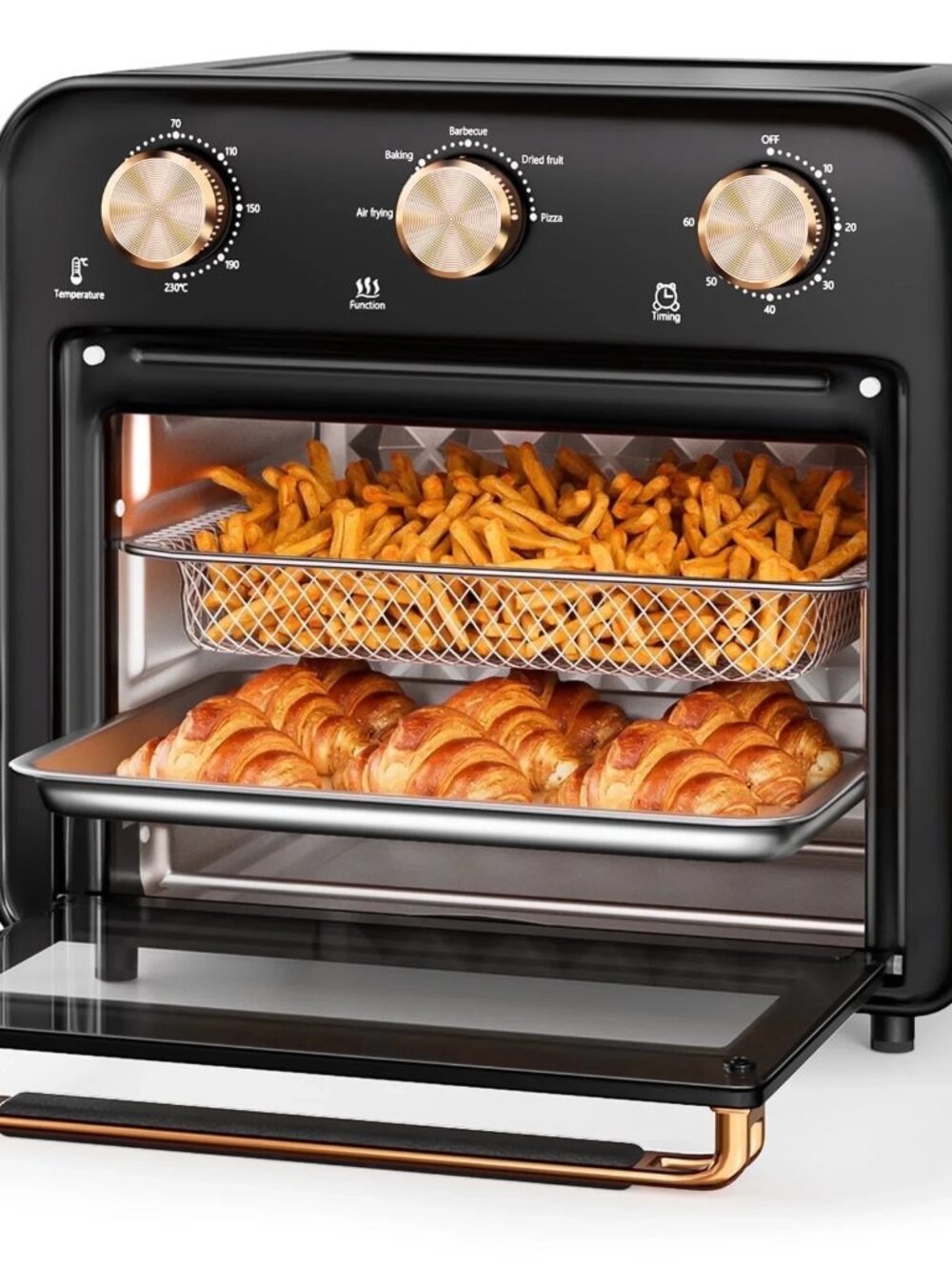 Tinana 5-in-1 Air Fryer Toaster Oven, 1300W, 17 Quart, Oil-Less Cooking Combo